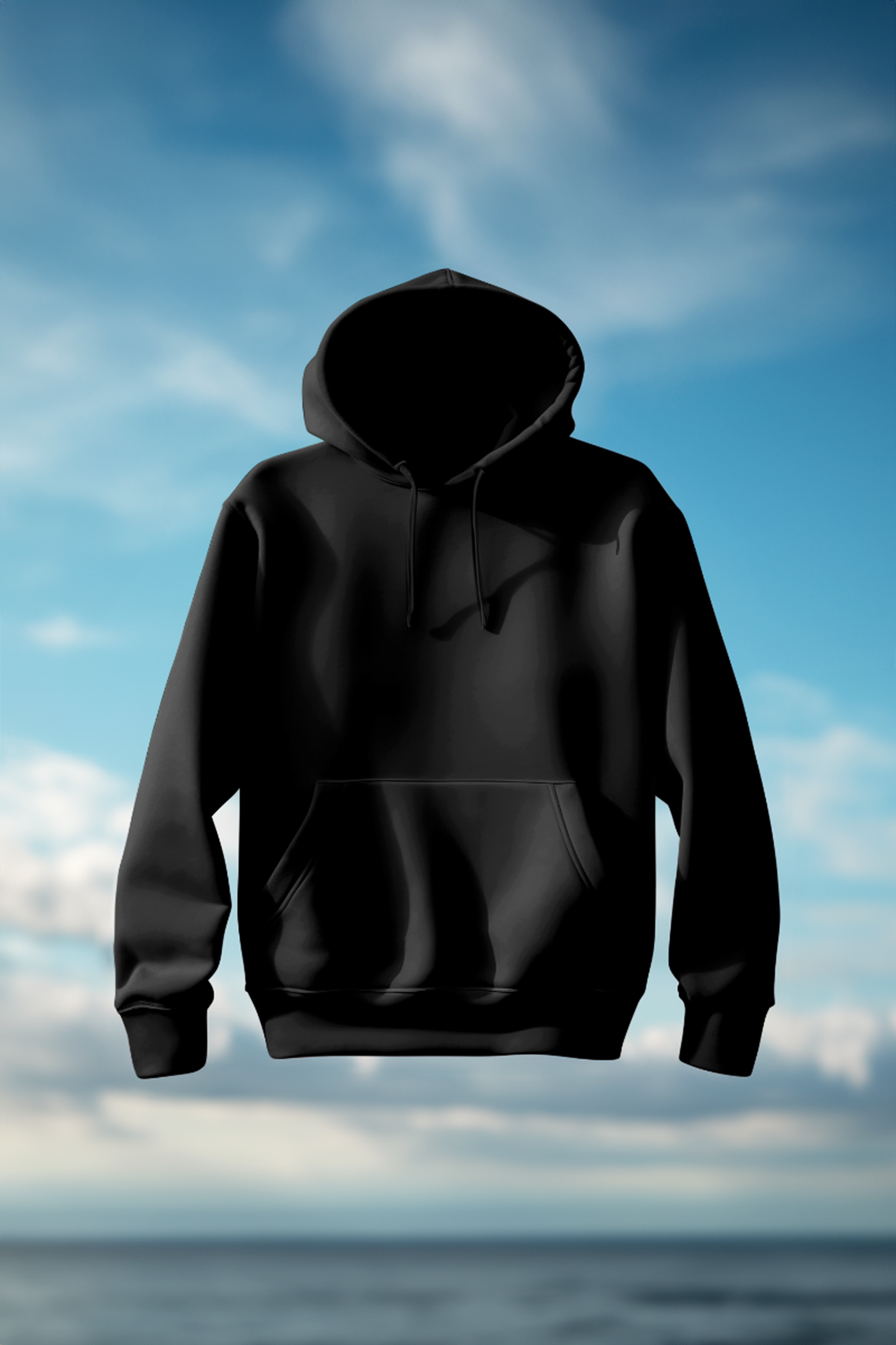 Men's Solid Black  Hooded Sweatshirt(Black)